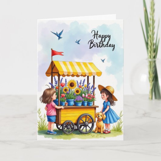 Carte d'anniversaire florale pour jeune (Devant)