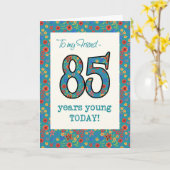 Carte d'anniversaire florale pour l'ami 85 ans de (Fleur jaune)