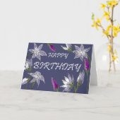 Carte d'anniversaire florale pourpre (Fleur jaune)