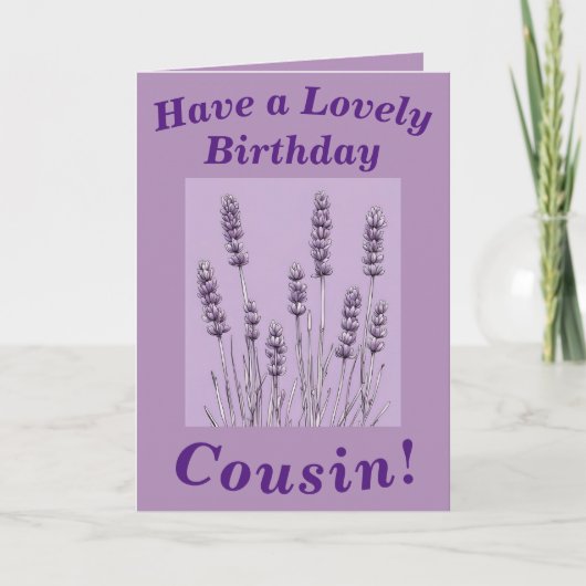 Carte d'anniversaire florale pourpre pour Cousin (Devant)