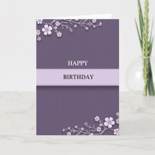 Carte d'anniversaire florale prune