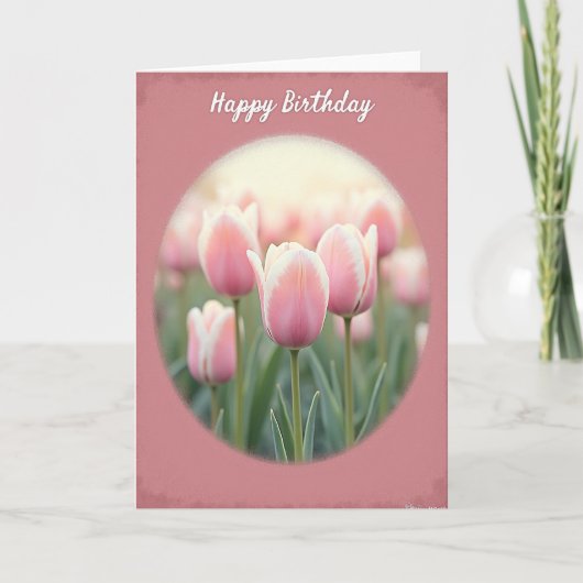 Carte d'anniversaire florale rayée (Devant)