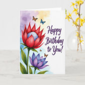 Carte d'anniversaire florale rêveuse (Fleur jaune)