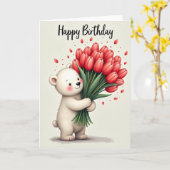 Carte d'anniversaire florale rouge joyeuse (Fleur jaune)