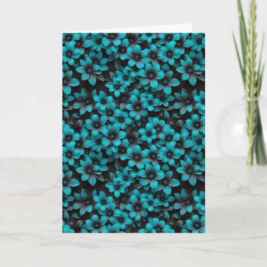 Carte d'anniversaire florale sarcelle (Devant)