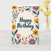 Carte d'anniversaire florale scriptée (Fleur jaune)