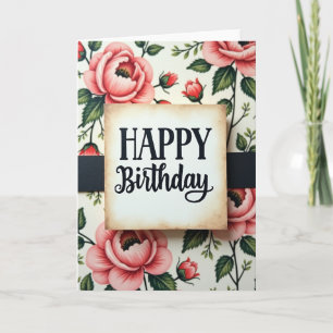 Carte d'anniversaire florale texturée