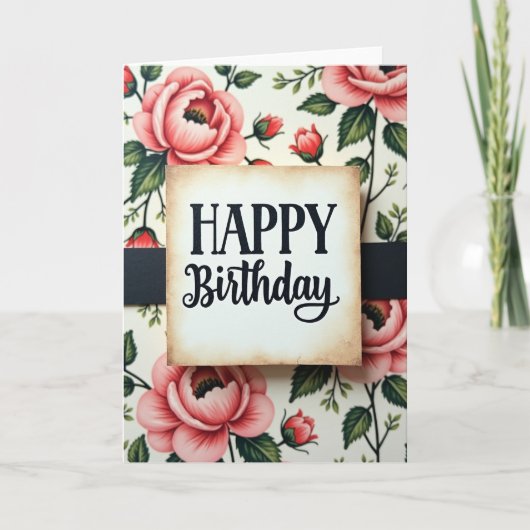 Carte d'anniversaire florale texturée (Devant)