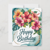 Carte d'anniversaire florale tropicale (Devant)