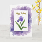 Carte d'anniversaire florale violette (Fleur jaune)