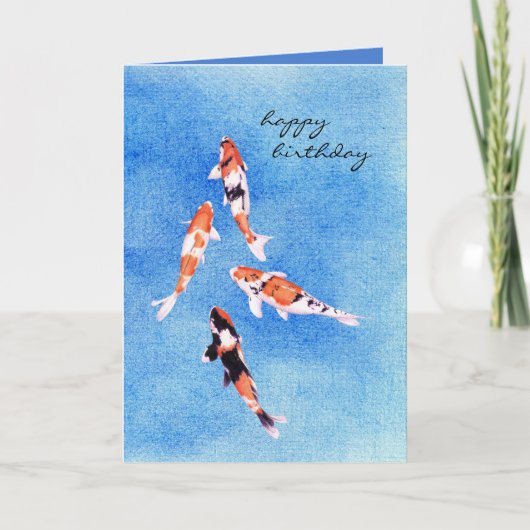 Carte d'anniversaire flottante Koi blue (Devant)