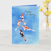 Carte d'anniversaire flottante Koi blue (Fleur jaune)