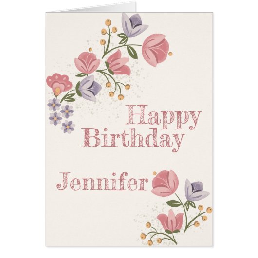 Carte d'anniversaire folk Art Floral (Devant)