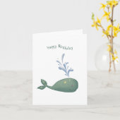 Carte d'anniversaire Folk Art Whale (Fleur jaune)