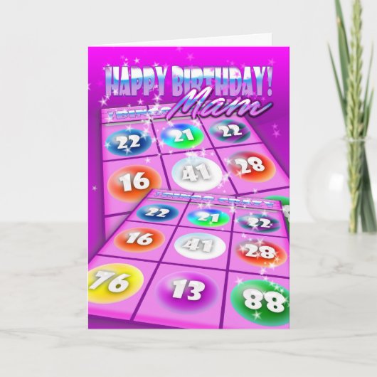 Carte d'anniversaire folle de bingo-test de maman (Devant)