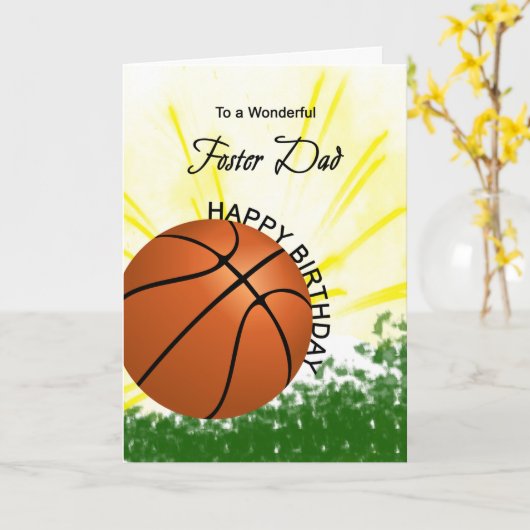Carte d'anniversaire Foster Dad Basketball (Fleur jaune)