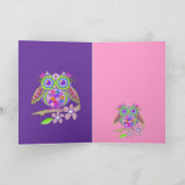 Carte d'anniversaire fraîche de hibou de flower (Intérieur)