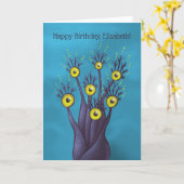 Carte D'anniversaire frais étrange de nom de monstre (Fleur jaune)