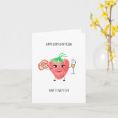 Carte d'anniversaire fraise - Carte pliée mignonne (Fleur jaune)