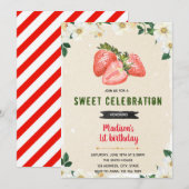 Carte d'anniversaire fraise mignonne (Devant / Derrière)
