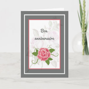 Carte d'anniversaire française avec des roses