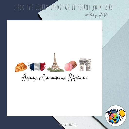 Carte d'Anniversaire Française Heureuse, Joyeux An