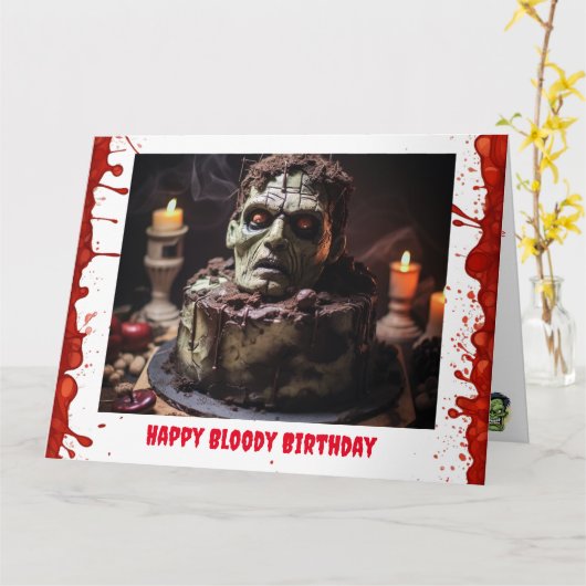 Carte d'anniversaire Frankenstein (Fleur jaune)
