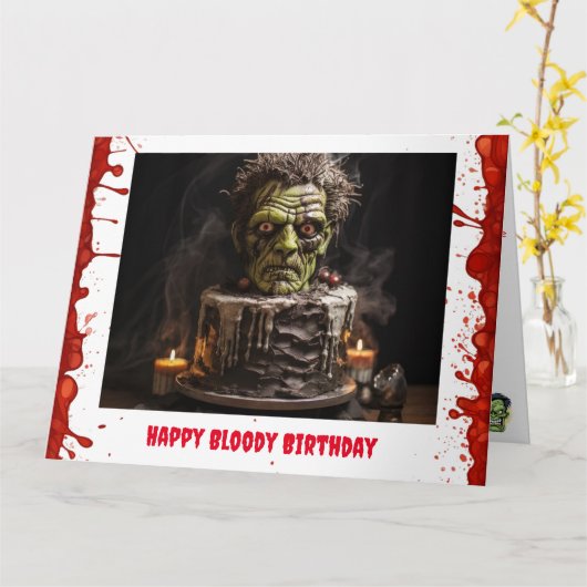 Carte d'anniversaire Frankenstein (Fleur jaune)