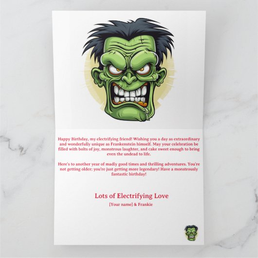 Carte d'anniversaire Frankenstein (Intérieur)