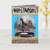 Carte d'anniversaire freestyle breakdance (Fleur jaune)