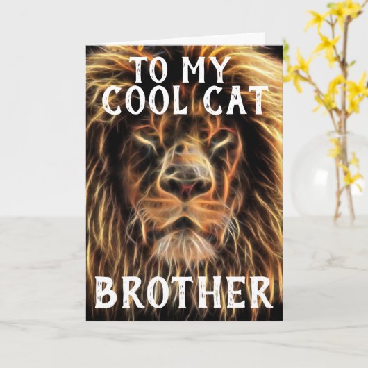 CARTE D'ANNIVERSAIRE FRÈRE CHAT COOL (Fleur jaune)