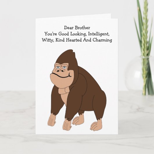 Carte d'Anniversaire Frère Gorilla Humoristique (Devant)