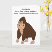 Carte d'Anniversaire Frère Gorilla Humoristique (Fleur jaune)