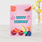 Carte d'anniversaire Fruit Coloré Joyeux (Fleur jaune)