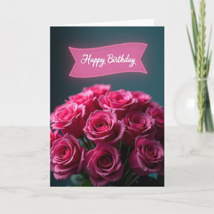 Carte d'anniversaire fuchsia douce