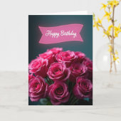 Carte d'anniversaire fuchsia douce (Fleur jaune)