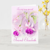 Carte d'anniversaire Fuchsia floral violet rose (Fleur jaune)