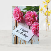 Carte d'anniversaire Fuchsia Froissée (Fleur jaune)