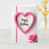 Carte d'anniversaire Fuchsia Heart (Fleur jaune)