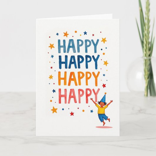 Carte d'anniversaire fun aquarelle (Devant)