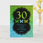 Carte d'anniversaire Fun Green Blue Glitter Sparkl (Fleur jaune)