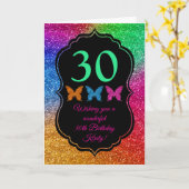 Carte d'anniversaire Fun Rainbow Gradient Glitter  (Fleur jaune)