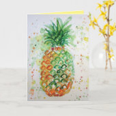 Carte d'anniversaire Funky Pineappy Watercolor (Fleur jaune)