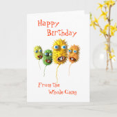 Carte d'anniversaire Funny Bacteria (Fleur jaune)