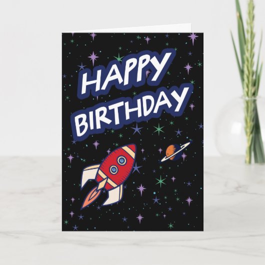 Carte d'anniversaire Fusée spatiale pour enfants (Devant)