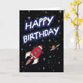 Carte d'anniversaire Fusée spatiale pour enfants (Fleur jaune)