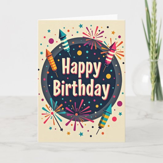 Carte d'anniversaire Fusées Colorées (Devant)