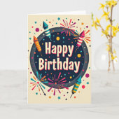 Carte d'anniversaire Fusées Colorées (Fleur jaune)