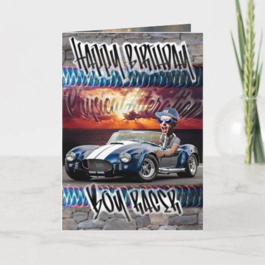 Carte d'anniversaire garçon coureur (Devant)