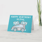 Carte d'anniversaire garçon drapeau de course voit (Devant)